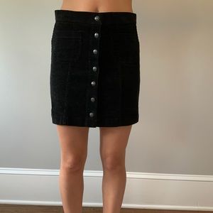 Button down velvet black skirt